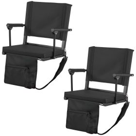 Stadium Seat, Portable Bleacher Seat with Armrest, Back Support and Thick Cushion, Bench Chair for Bleacher Includes Shoulder Strap, Hooks, Cup H