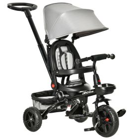 Tricycle for Toddler 4 in 1 Kids Trike with Reversible Adjustable Seat, Baby Push Bike with Removable Handle, Canopy