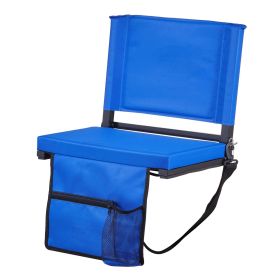 Stadium Seat, Folding Bleacher Chair with Back Support and Thick Cushion, Padded Stadium Seat for Bleacher Includes Shoulder Strap, Hooks, Cup Ho (Style: 1 Pc-Blue, With Armrests (Yes/No): Without Armrest)