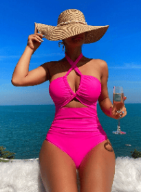 Womens One Piece Swimsuit Tummy Control Bathing Suit Sexy V Neck Cutout Swimsuits Push Up Swimwear 2025 (Sexy V-neck magenta: m)